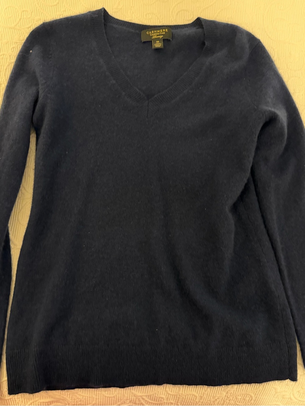 Charter Club Luxury 100% Cashmere V-Neck Sweater - Navy Blue - Size M